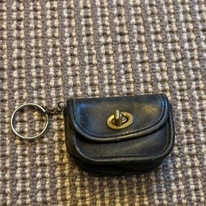 Coach Black Leather Key Chain and Coin Purse